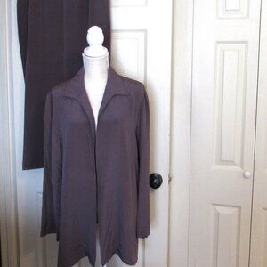 Elegant BLUE ICE 100% Silk Evening Suit Open Cardigan & Maxi Skirt Size 16